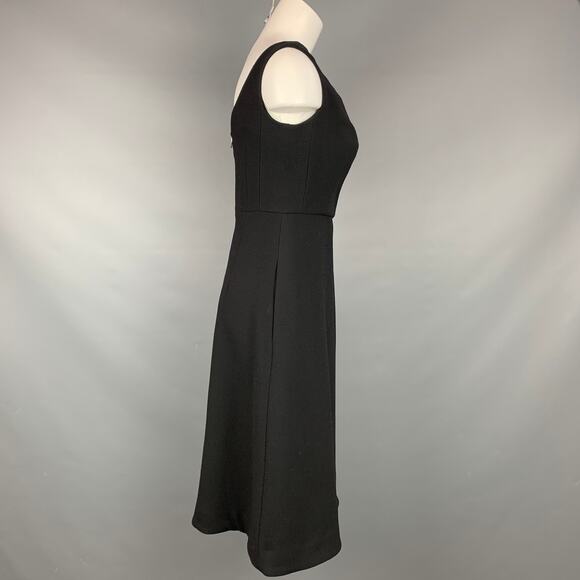 VINTAGE Size 6 Black Acetate / Viscose Mid-Calf Sleeveless Dress - Picture 2 of 4